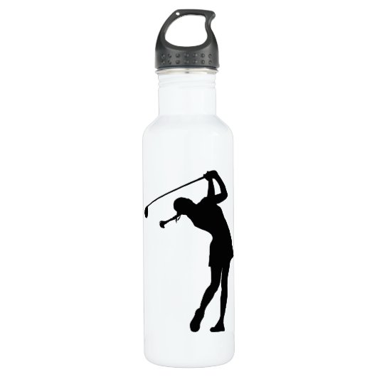 Bouteille D'eau En Acier Inoxydable Madame Golfer Black Silhouette (Devant)