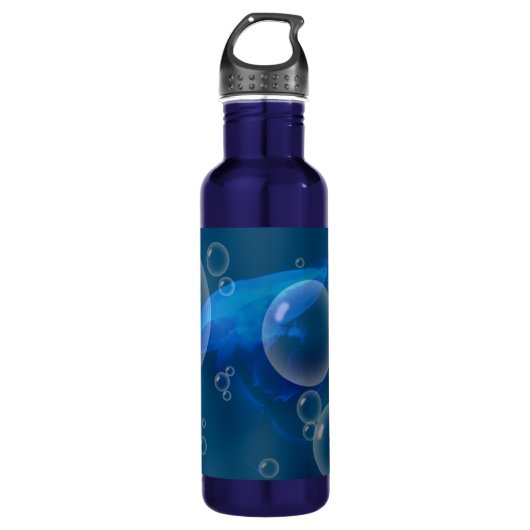 Bouteille D'eau En Acier Inoxydable Méduses de lune à la mer Bubbled (Devant)