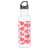 Bouteille D'eau En Acier Inoxydable Mignonne Rouge Doodled Heart Valentine's Day Motif (Devant)