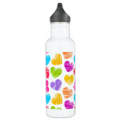 Bouteille D'eau En Acier Inoxydable Moderne et Fille Vibrant Doodled Hearts Motif (Droite)