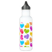 Bouteille D'eau En Acier Inoxydable Moderne et Fille Vibrant Doodled Hearts Motif (Gauche)