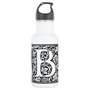 Bouteille D'eau En Acier Inoxydable Monogramme B initial. Nom customisé Modèle floral