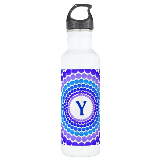 Bouteille D'eau En Acier Inoxydable Monogramme bleu de point (Devant)