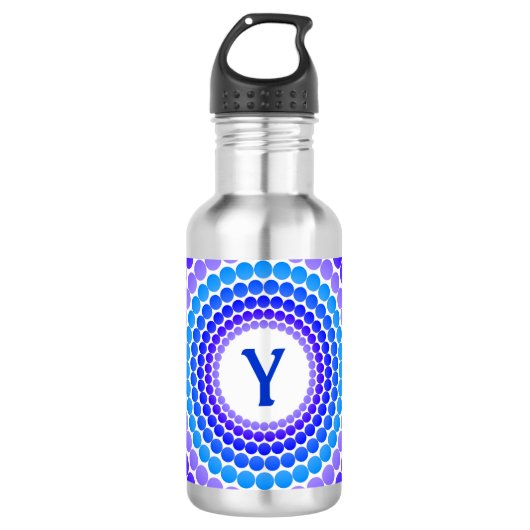 Bouteille D'eau En Acier Inoxydable Monogramme bleu de point (Devant)