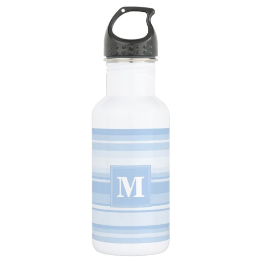 Bouteille D'eau En Acier Inoxydable Monogramme Bleu rayures (Devant)