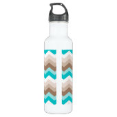 Bouteille D'eau En Acier Inoxydable Monogramme moderne Chevron Brown Turquoise (Dos)
