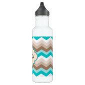 Bouteille D'eau En Acier Inoxydable Monogramme moderne Chevron Brown Turquoise (Droite)