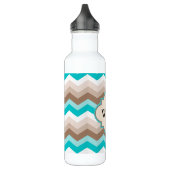Bouteille D'eau En Acier Inoxydable Monogramme moderne Chevron Brown Turquoise (Gauche)