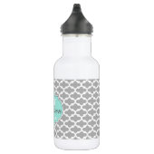 Bouteille D'eau En Acier Inoxydable Monogramme Motif élégant Grey Aqua (Droite)