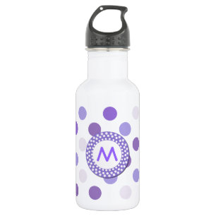 Bouteille D'eau En Acier Inoxydable Monogramme pourpre de point de polka