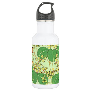 Bouteille D'eau En Acier Inoxydable Motif d'art botanique floral de la feuille japonai