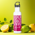 Bouteille D'eau En Acier Inoxydable Motif de Damas de Grunge rose chaud Texte personna<br><div class="desc">Une motif vintage au design tendance avec des couleurs bijoux et élégance. Les éléments sont plus faciles à customiser lorsque vous remplacez tout le texte et les photos en premier. Si votre art doit encore être ajusté, cliquez sur le bouton Personnaliser. Cela vous mènera à une zone de design où...</div>