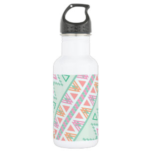 Bouteille D'eau En Acier Inoxydable Motif de zigzag tribal orange vert à la mode des