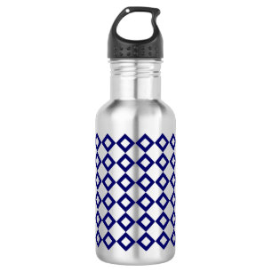 Bouteille D'eau En Acier Inoxydable Motif diamant blanc et marine