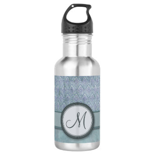 Bouteille D'eau En Acier Inoxydable Motif en plumes bleues Denim avec Monogramme