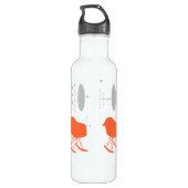 Bouteille D'eau En Acier Inoxydable Motif gris du milieu du siècle Silhouette (Dos)