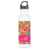 Bouteille D'eau En Acier Inoxydable Motif Orange Moderne Paisley Whimsy (Devant)