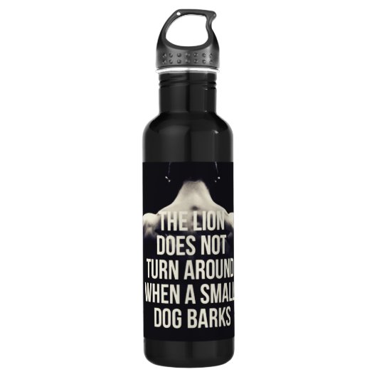 Bouteille D'eau En Acier Inoxydable Mots Motivationnels - Le Lion Ne Se Tourne Pas Aut (Devant)