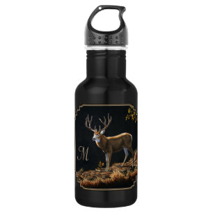 Bouteille D'eau En Acier Inoxydable Mule Deer Buck Automne Trophée Antlers Monogramme