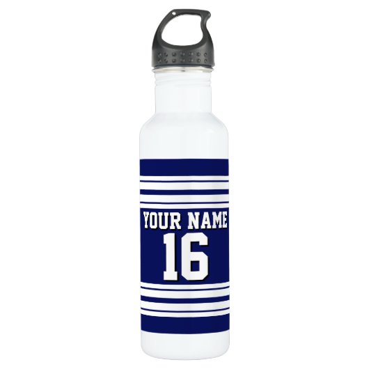 Bouteille D'eau En Acier Inoxydable Navy Blue White Team (Devant)