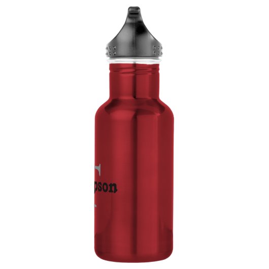 Bouteille D'eau En Acier Inoxydable Nom de monogramme noir personnalisé rouge classiqu (Droite)