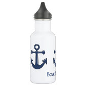 Bouteille D'eau En Acier Inoxydable Nom fait sur commande bleu de bateau d'Ancre (Gauche)