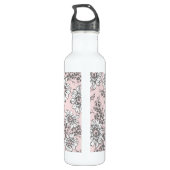 Bouteille D'eau En Acier Inoxydable Nom fait sur commande floral gris rose (Dos)