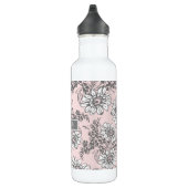 Bouteille D'eau En Acier Inoxydable Nom fait sur commande floral gris rose (Droite)