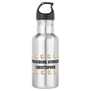 Bouteille D'eau En Acier Inoxydable Nom personnel, joueur de baseball / équipe, Silve