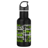 Bouteille D'eau En Acier Inoxydable Nom Tout sur Neon Green Collage Typographie (Devant)