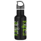 Bouteille D'eau En Acier Inoxydable Nom Tout sur Neon Green Collage Typographie (Dos)