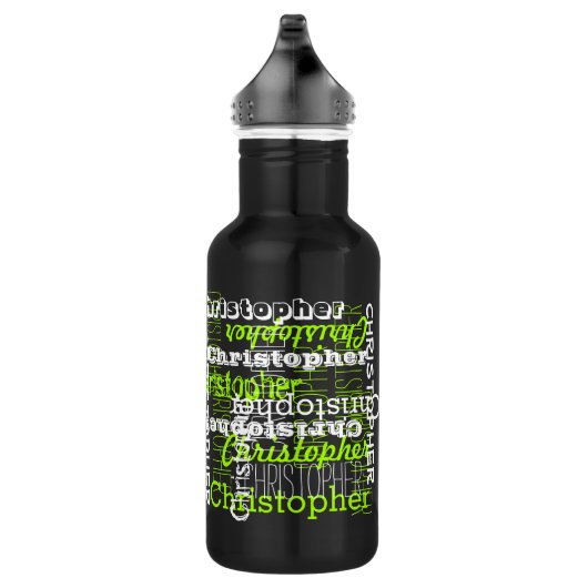 Bouteille D'eau En Acier Inoxydable Nom Tout sur Neon Green Collage Typographie (Droite)