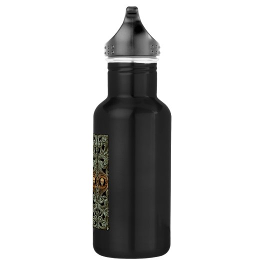 Bouteille D'eau En Acier Inoxydable Ornement Vert Goth Sage Avec Crâne (Droite)
