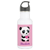 Bouteille D'eau En Acier Inoxydable Panda mignon avec un coeur rose personnalisable (Devant)