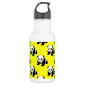 Bouteille D'eau En Acier Inoxydable Panda mignonne ; Jaune néon, noir et blanc (Devant)