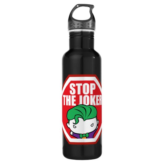 Bouteille D'eau En Acier Inoxydable Panneau Chibi "Stop The Joker" (Devant)