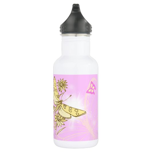 Bouteille D'eau En Acier Inoxydable Papillon rose (Droite)