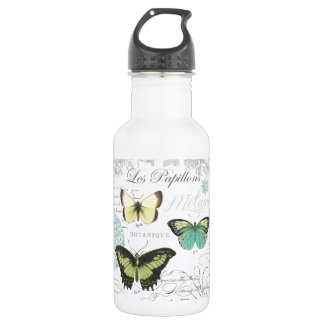 Bouteille D'eau En Acier Inoxydable papillons botaniques vintages modernes