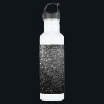 Bouteille D'eau En Acier Inoxydable Parties scintillantes élégantes de noir de Faux<br><div class="desc">Parties scintillantes élégantes de noir de Faux</div>