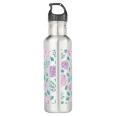 Bouteille D'eau En Acier Inoxydable Pastel Purple Fleurs Motif Monogramme (Dos)
