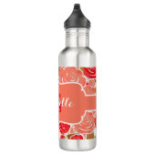 Bouteille D'eau En Acier Inoxydable Peach & Gold Aquarelle Rose Monogramme Floral (Droite)