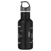 Bouteille D'eau En Acier Inoxydable Personnalisé, Nom répété, Noir et Blanc (Dos)