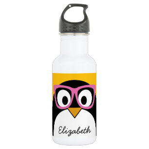 Bouteille D'eau En Acier Inoxydable Pingouin de hippie - rose mignon de jaune de bande