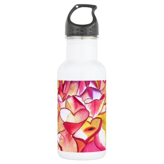 Bouteille D'eau En Acier Inoxydable Pink Dahlia fleurs aquarelle art (Devant)
