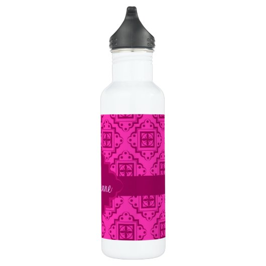 Bouteille D'eau En Acier Inoxydable Pink Fuchsia & Magenta Arabesque Marocain Graphiqu (Droite)