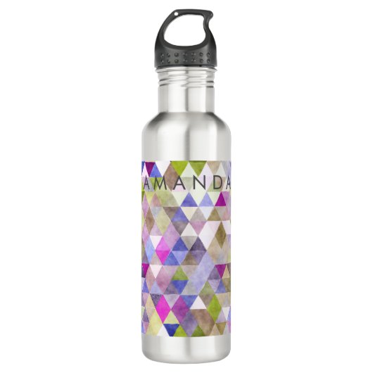 Bouteille D'eau En Acier Inoxydable PixDezines Boho géométrique / Triangles Motif (Devant)