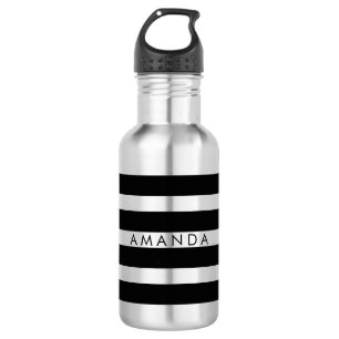 Bouteille D'eau En Acier Inoxydable PixDezines rayures noir/blanc/réglable