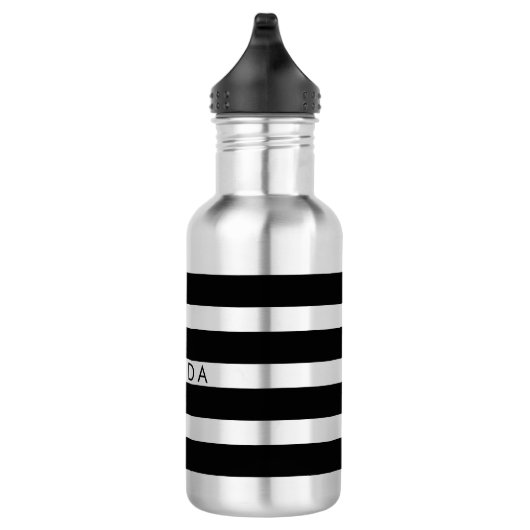 Bouteille D'eau En Acier Inoxydable PixDezines rayures noir/blanc/réglable (Droite)