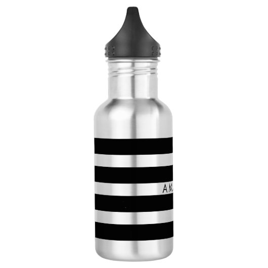 Bouteille D'eau En Acier Inoxydable PixDezines rayures noir/blanc/réglable (Gauche)