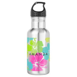 Bouteille D'eau En Acier Inoxydable PixDezines rétro hibiscus
